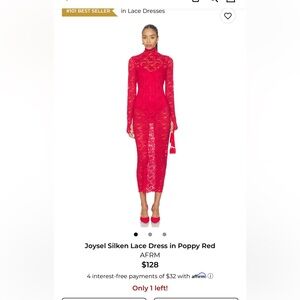 AFRM Joysel Silken Poppy Red Lace Midi Dress